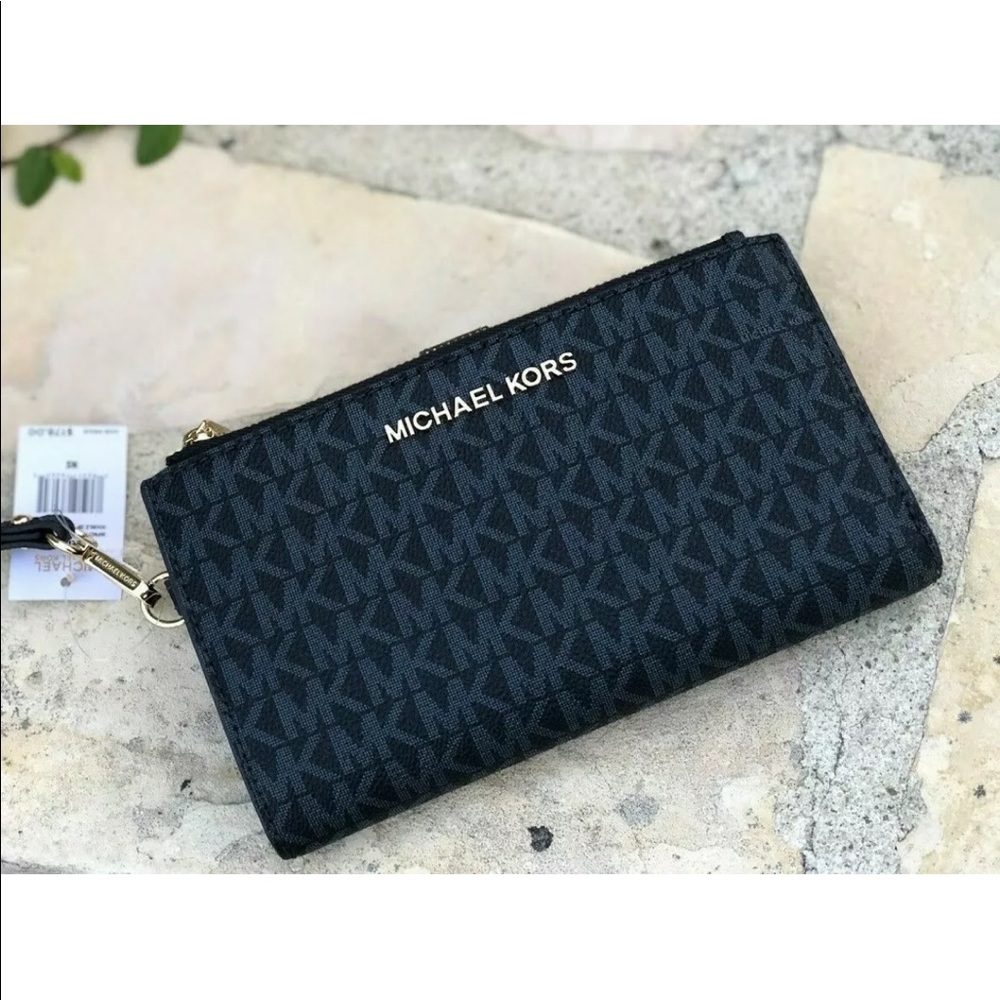 Michael kors jet set double zip wristlet wallet